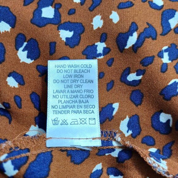 Beecool Tie Front Top Animal Print Cropped Womens Large - Picture 10 of 12